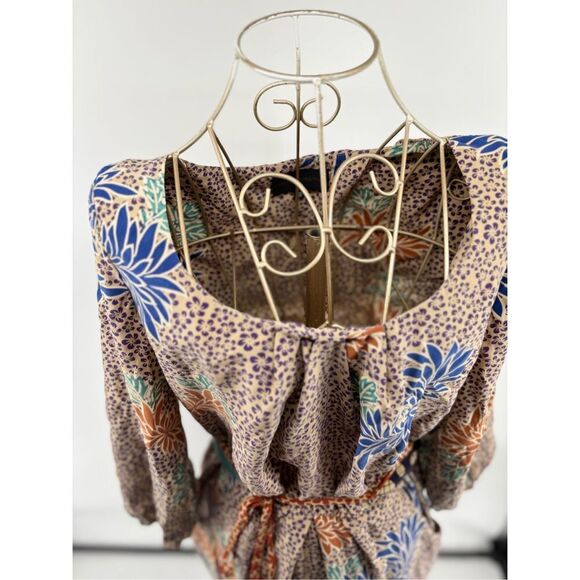 Anthropologie Corey Lynn Calter Floral Print Belted Fluttering Obi Dress Size 6 - Picture 7 of 12